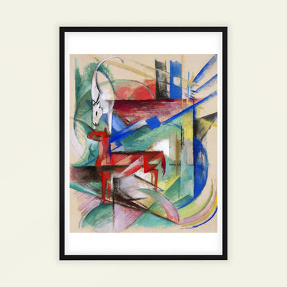 Landscape with Animals by Franz Marc, abstract art print, modern wall decor, German Expressionist, animal art, statement print, framed wall art, art poster