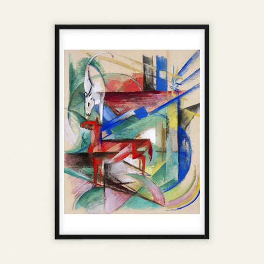 Landscape with Animals by Franz Marc, abstract art print, modern wall decor, German Expressionist, animal art, statement print, framed wall art, art poster