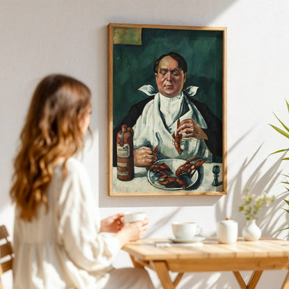 Man eating crayfish (Portrait of Karol Szuster) by Roman Kramsztyk