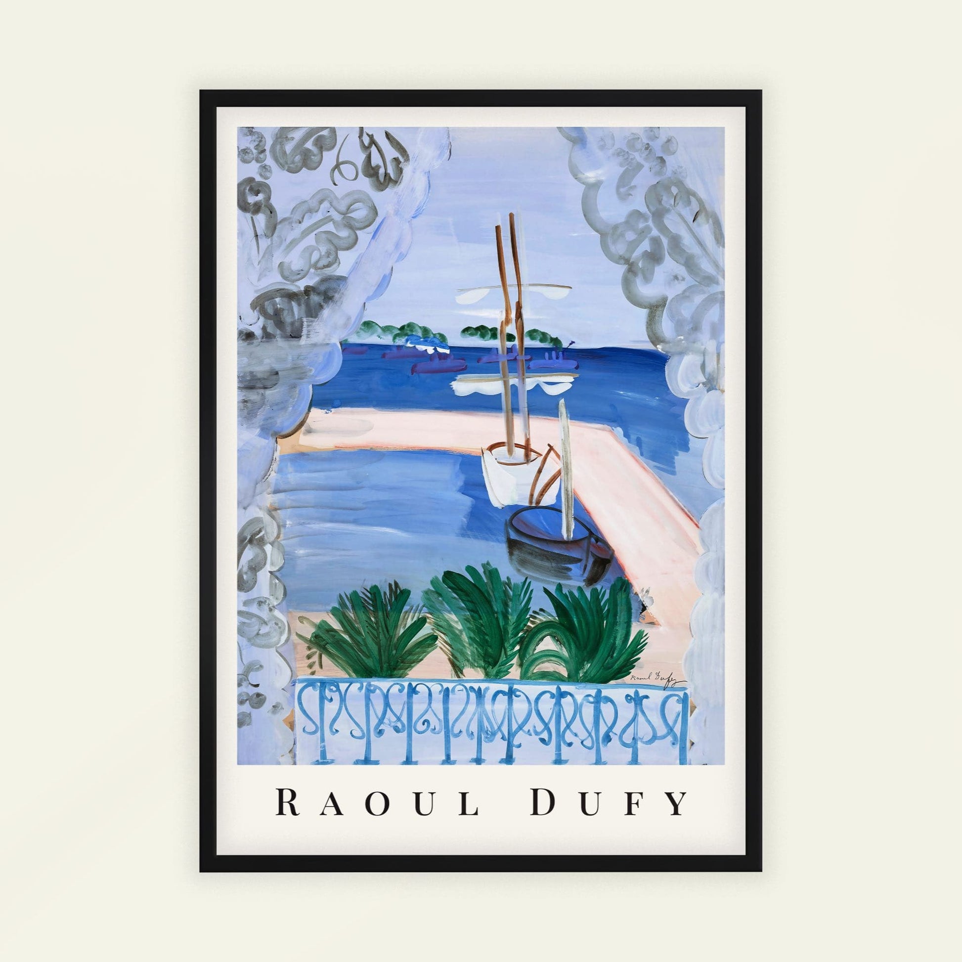 Open Window in Golfe-Juan by Raoul Dufy (with artist's name), scenic wall art, Impressionist print, French modern French, colourful, statement print, framed wall art, art poster