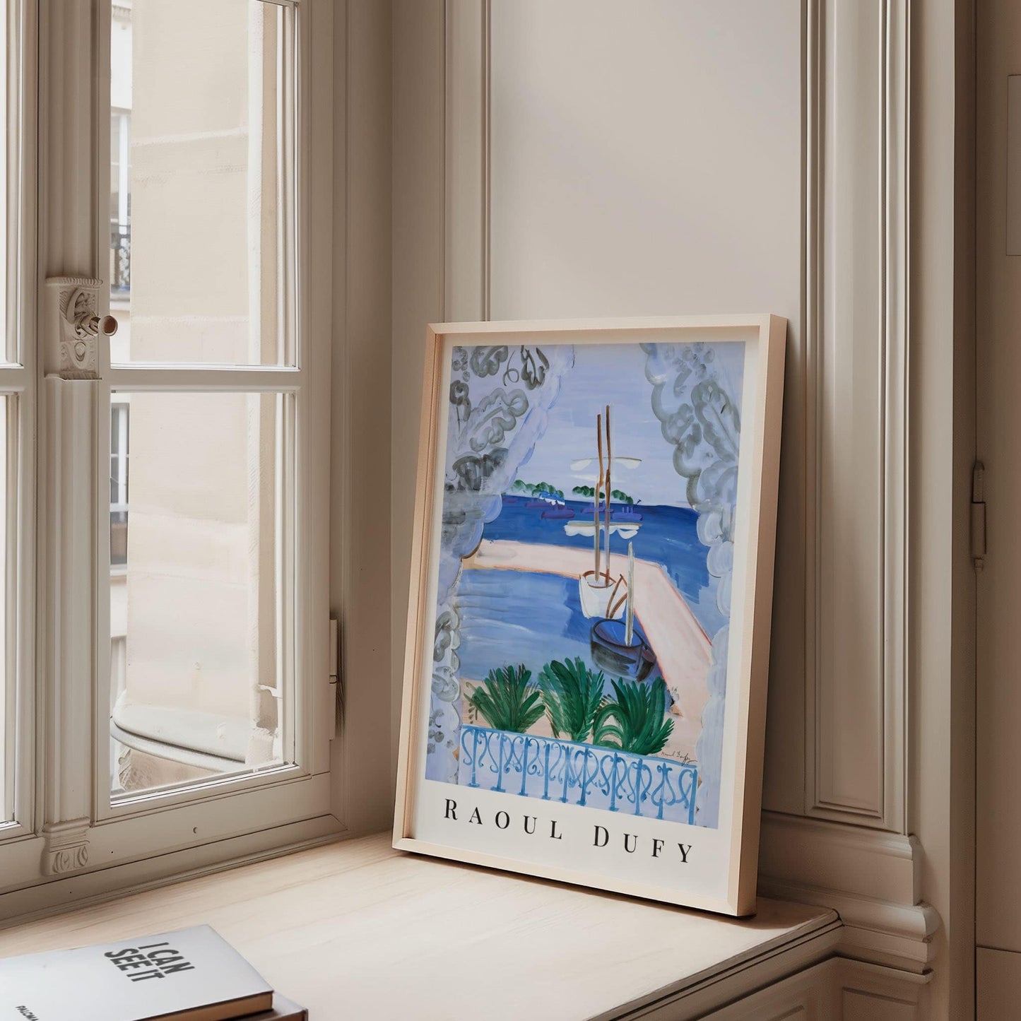 Open Window in Golfe-Juan by Raoul Dufy (with artist's name), landscape print, home office decor, French decorative, Fauvist, affordable wall art, framed wall art, art poster