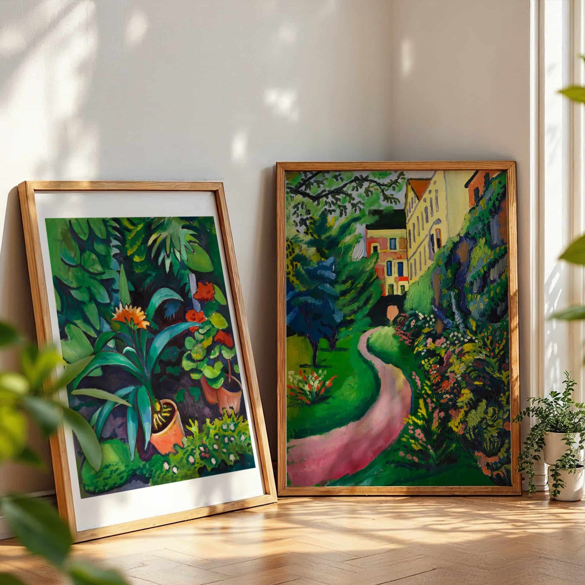 Our Garden with Blooming Borders by August Macke, landscape print, home office decor, German modernist, Expressionist, gallery wall decor, framed wall art, art poster