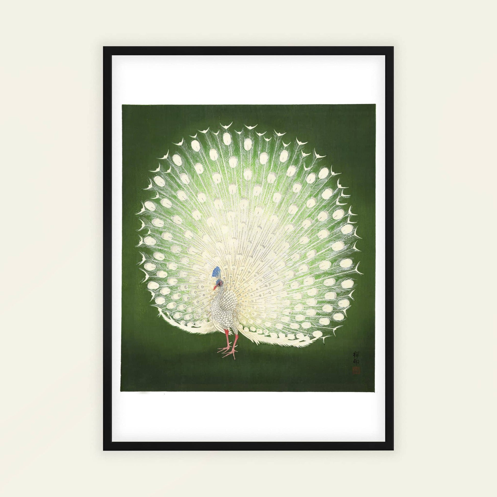 Peacock by Ohara Koson, animal print, nature poster, Japanese shin-hanga, bird, home decor print, framed wall art, art poster