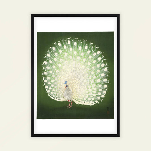 Peacock by Ohara Koson, animal print, nature poster, Japanese shin-hanga, bird, home decor print, framed wall art, art poster