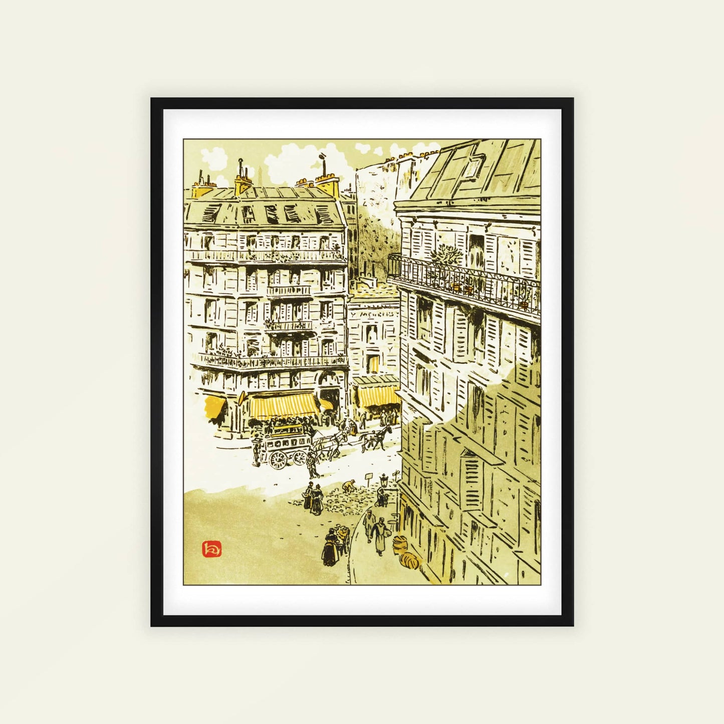 De la Rue Rochechouart by Henri Rivière, Paris wall art, French travel poster, French Paris, Japonisme, gallery wall decor, framed wall art, art poster