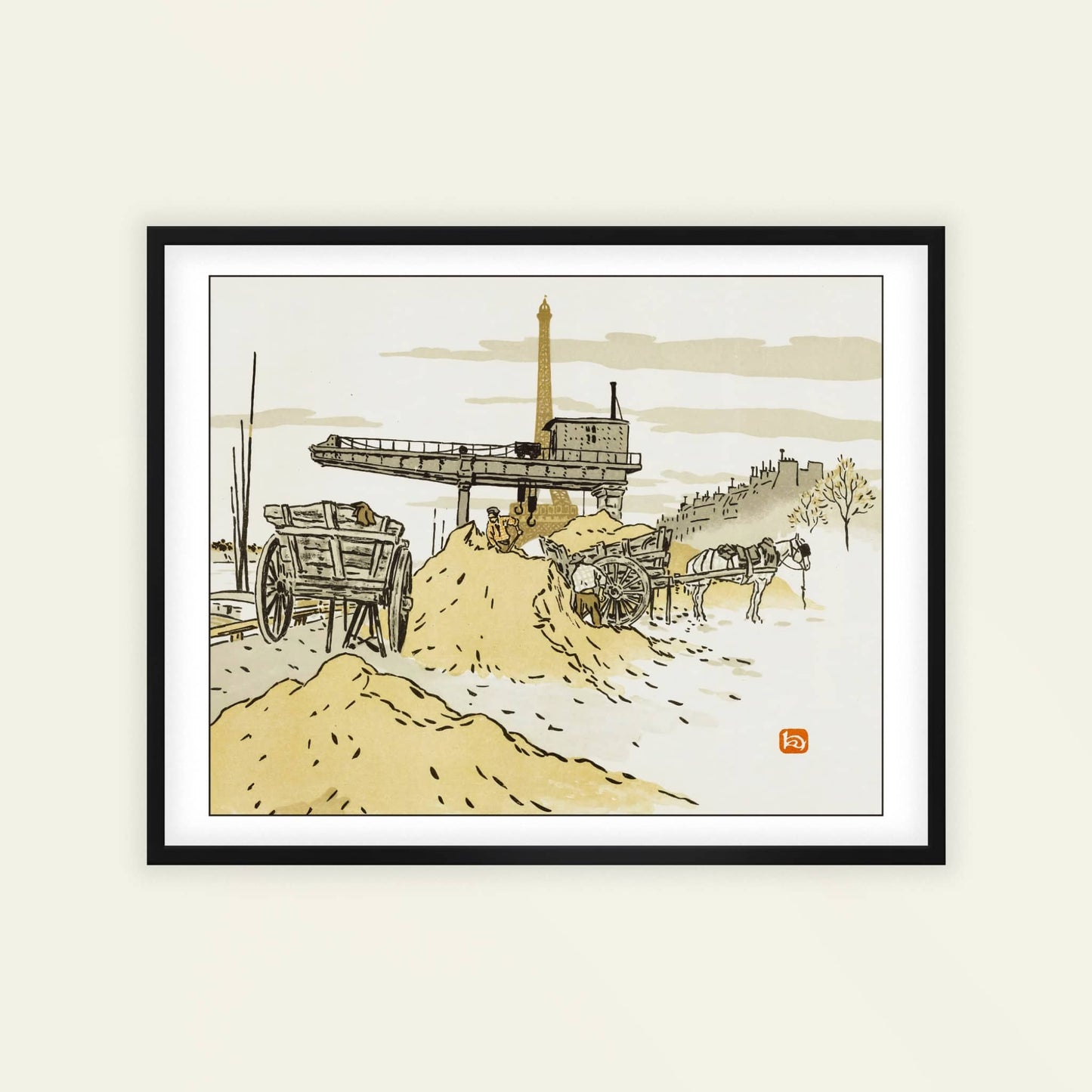Du Quai de Grenelle by Henri Rivière, home office decor, Paris wall art, French Eiffel Tower, lithograph, vintage poster, framed wall art, art poster