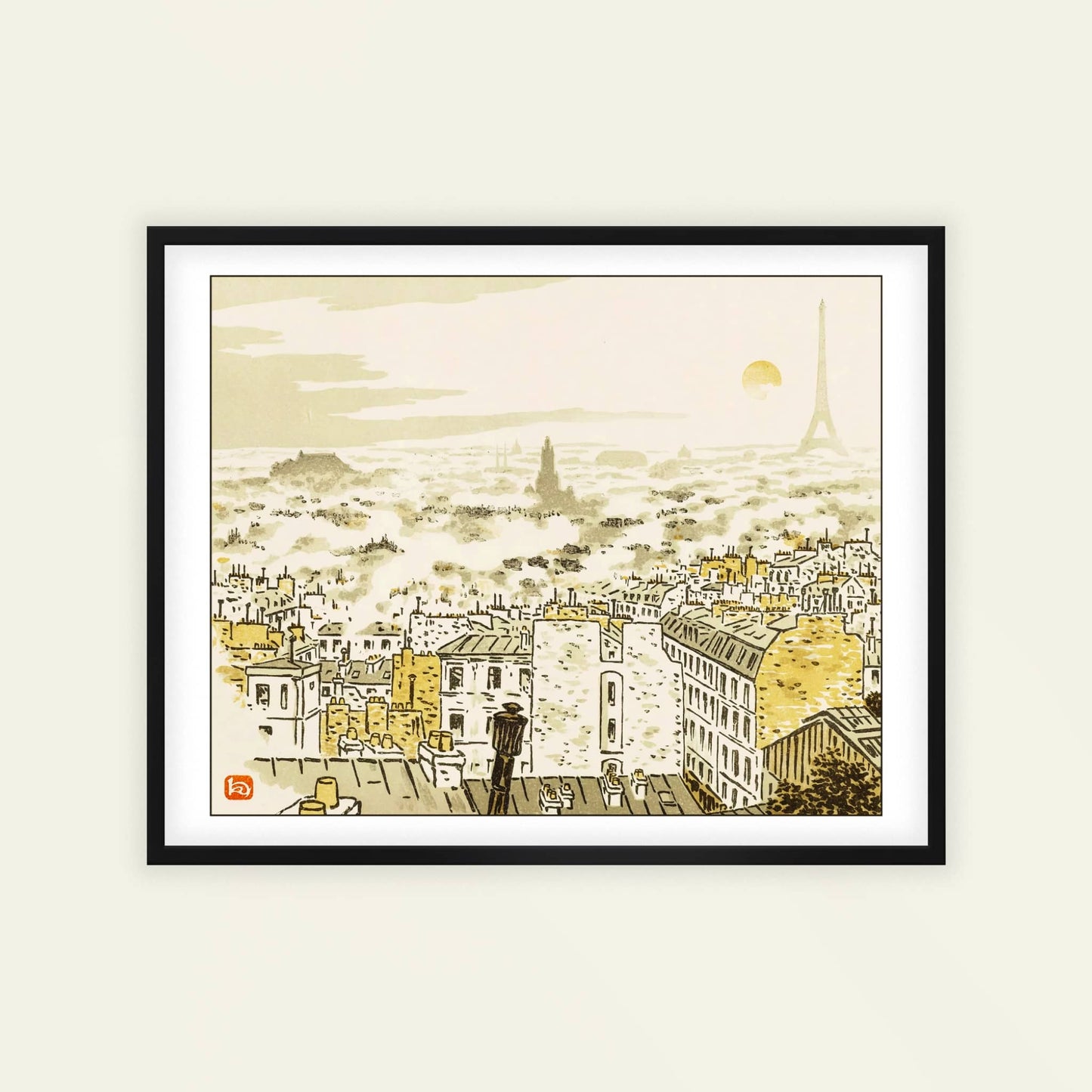 De la Rue des Abbesses by Henri Rivière, Impressionist print, Eiffel Tower print, French Japonisme, vintage travel, affordable wall art, framed wall art, art poster
