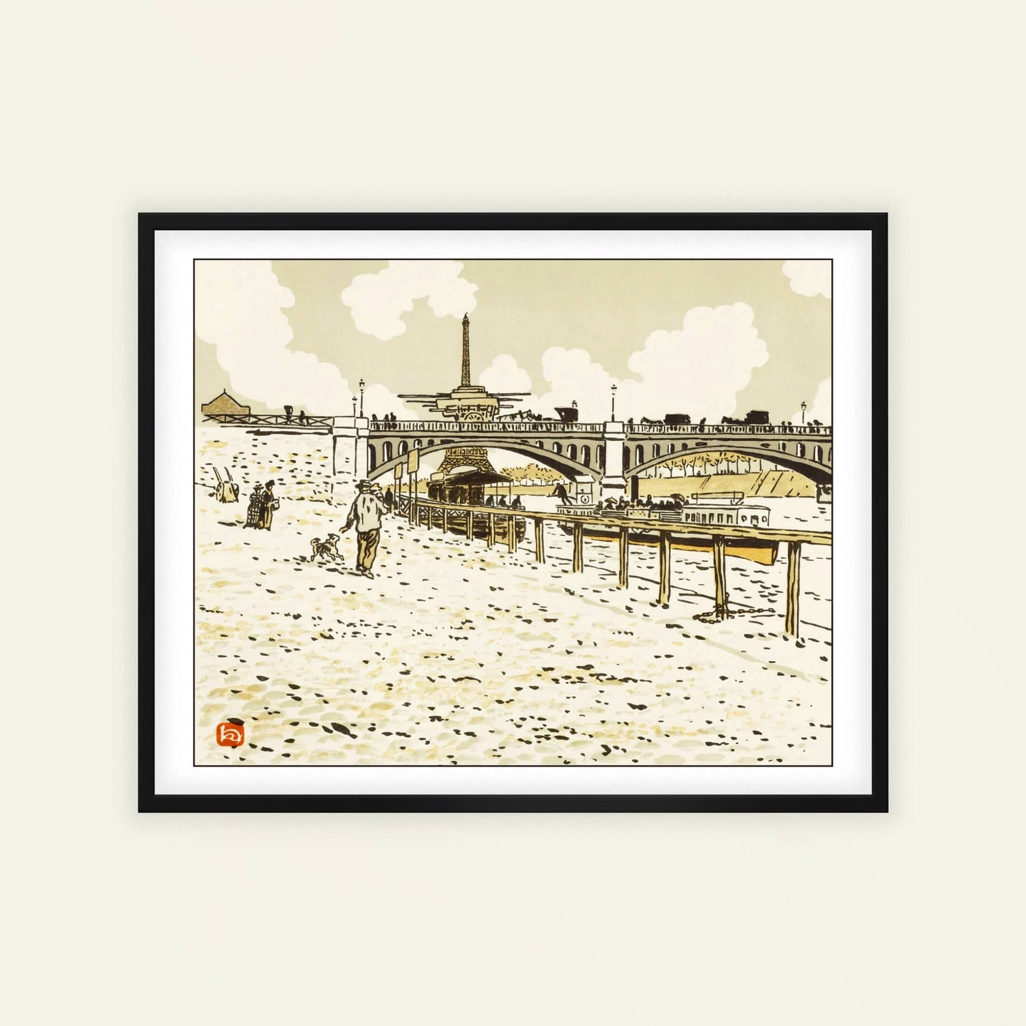 Du Pont de Grenelle by Henri Rivière, home office decor, Paris wall art, French Eiffel Tower, lithograph, office wall art, framed wall art, art poster