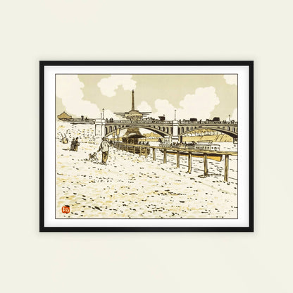 Du Pont de Grenelle by Henri Rivière, home office decor, Paris wall art, French Eiffel Tower, lithograph, office wall art, framed wall art, art poster