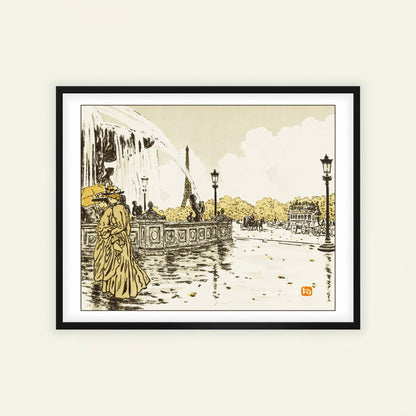 De la Place de la Concorde by Henri Rivière, Eiffel Tower print, landscape print, French Eiffel Tower, lithograph, vintage poster, framed wall art, art poster