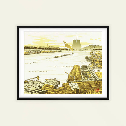 Du Pont d'Austerlitz by Henri Rivière, scenic wall art, Impressionist print, French vintage travel, Eiffel Tower, vintage poster, framed wall art, art poster