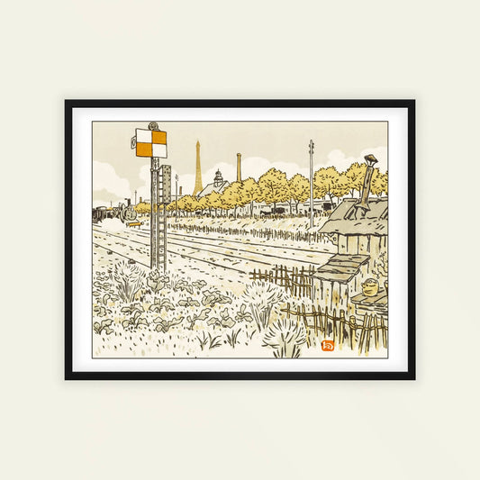 Du Quai de Javel (Baraque d'Aiguilleur) | From '36 Views of the Eiffel Tower' by Henri Rivière