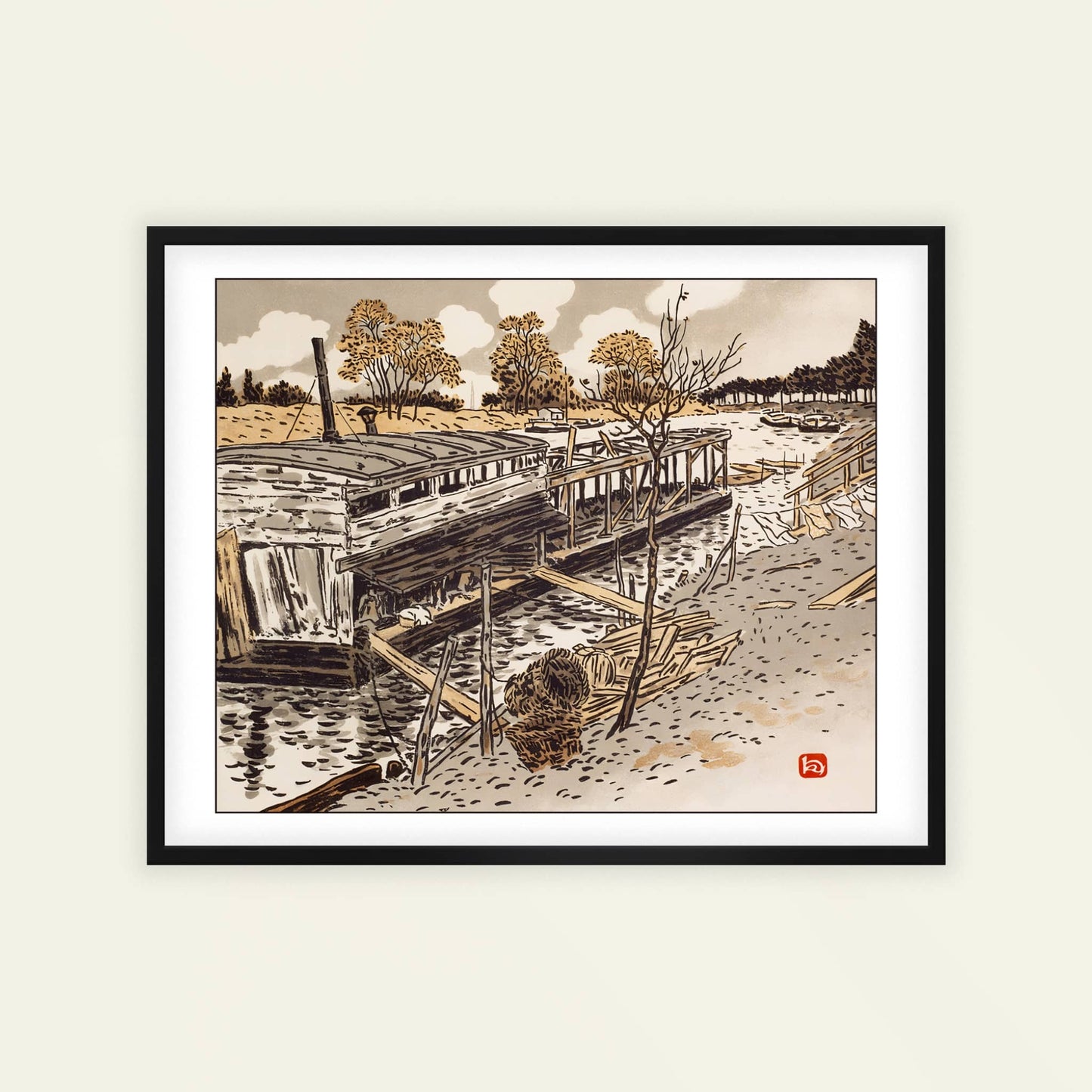 Du Bas-Meudon Vieux Lavoir | From '36 Views of the Eiffel Tower' by Henri Rivière