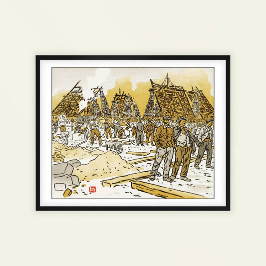 Les Chantiers de la Tour Eiffel | From '36 Views of the Eiffel Tower' by Henri Rivière