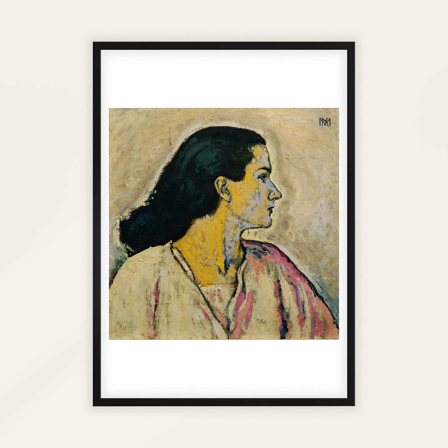 Portrait of a Woman in Profile by Koloman Moser, portrait print, vintage portrait, Austrian Vienna Secession, Art Nouveau, unique art print, framed wall art, art poster