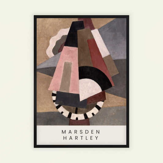 Provincetown by Marsden Hartley | With artist's name. Framed abstract art print by Marsden Hartley with geometric shapes on a beige background.