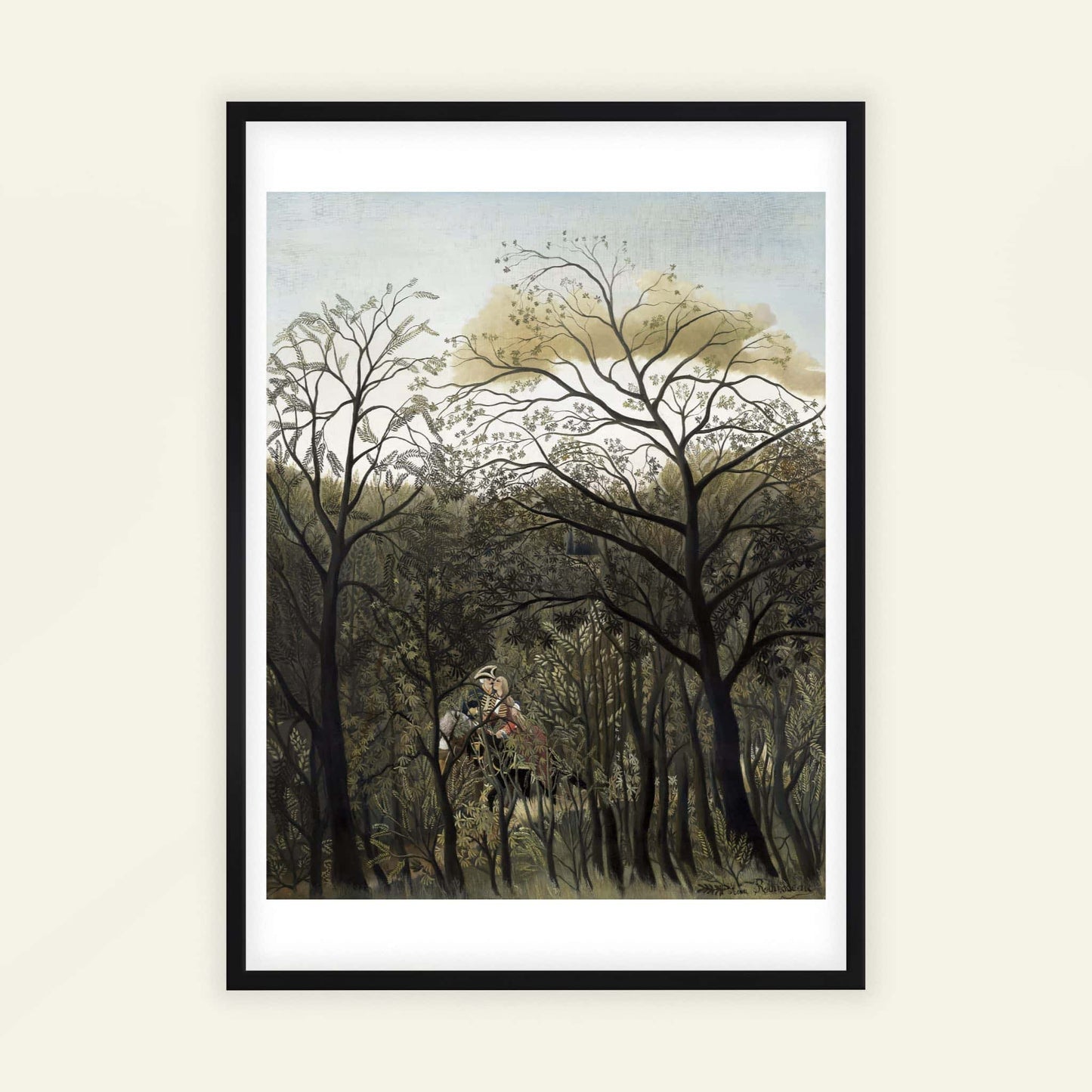 Rendezvous in the Forest by Henri Rousseau, figure wall art, landscape print, French tropical, botanical, unique art print, framed wall art, art poster