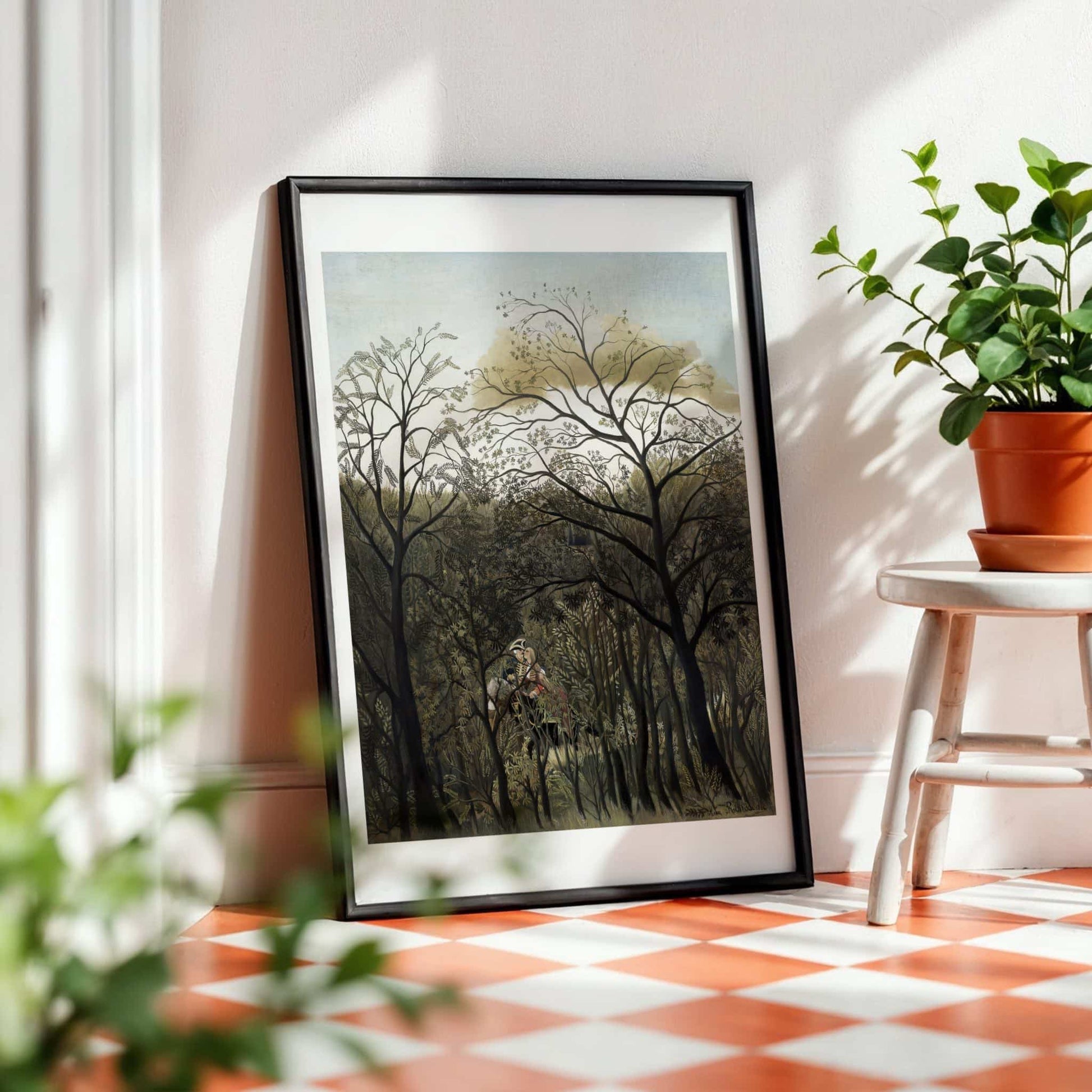 Rendezvous in the Forest by Henri Rousseau, portrait print, vintage portrait, French jungle, Post-Impressionist, bedroom wall decor, framed wall art, art poster