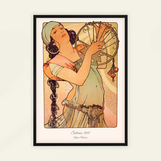 Salomé by Alfons Mucha (with artist's name), figure wall art, Art Nouveau print, Czech Belle Époque, poster, modern home decor, framed wall art, art poster