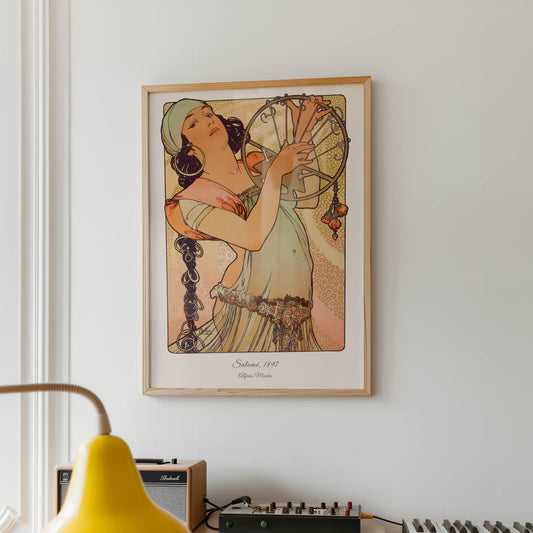 Salomé by Alfons Mucha (with artist's name), portrait print, vintage portrait, Czech Art Nouveau, decorative, home decor print, framed wall art, art poster