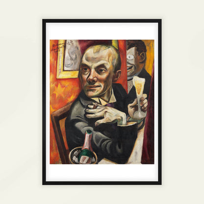 Self-Portrait with Champagne Glass by Max Beckmann, portrait print, vintage portrait, German Expressionist, portrait, framed print, framed wall art, art poster