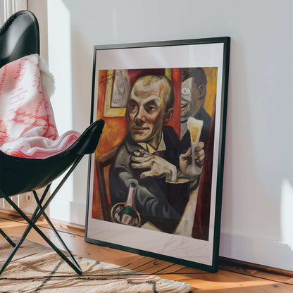 Self-Portrait with Champagne Glass by Max Beckmann, kitchen wall art, portrait print, German Berlin style, Neue Sachlichkeit, statement print, framed wall art, art poster