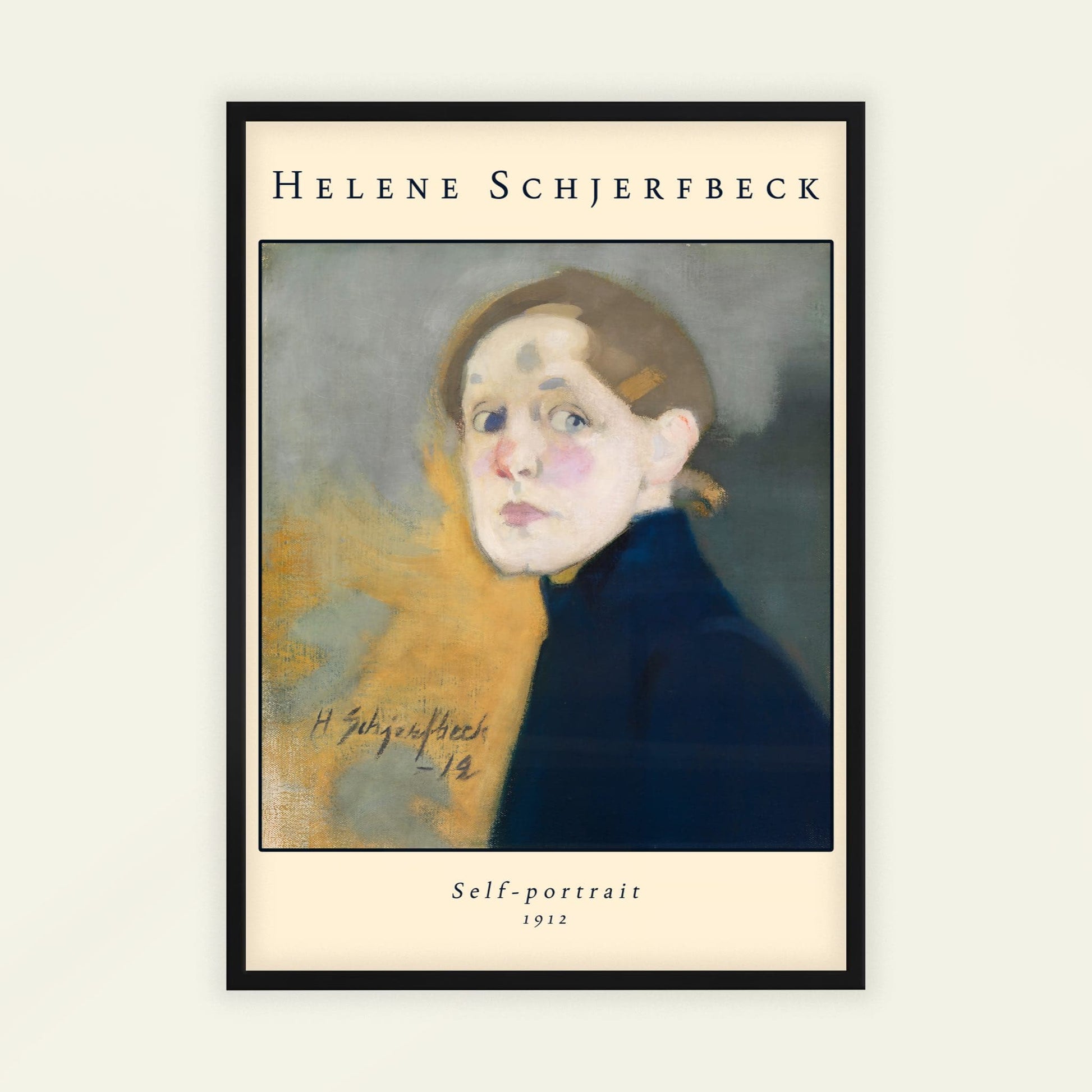 Self-portrait by Helene Schjerfbeck (with artist's name), portrait print, vintage portrait, Finnish Nordic modernist, self portrait, office wall art, framed wall art, art poster