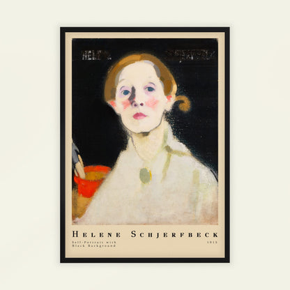 Self-portrait with Black Background by Helene Schjerfbeck (with artist's name), portrait print, vintage portrait, Finnish Nordic modernist, self portrait, statement print, framed wall art, art poster