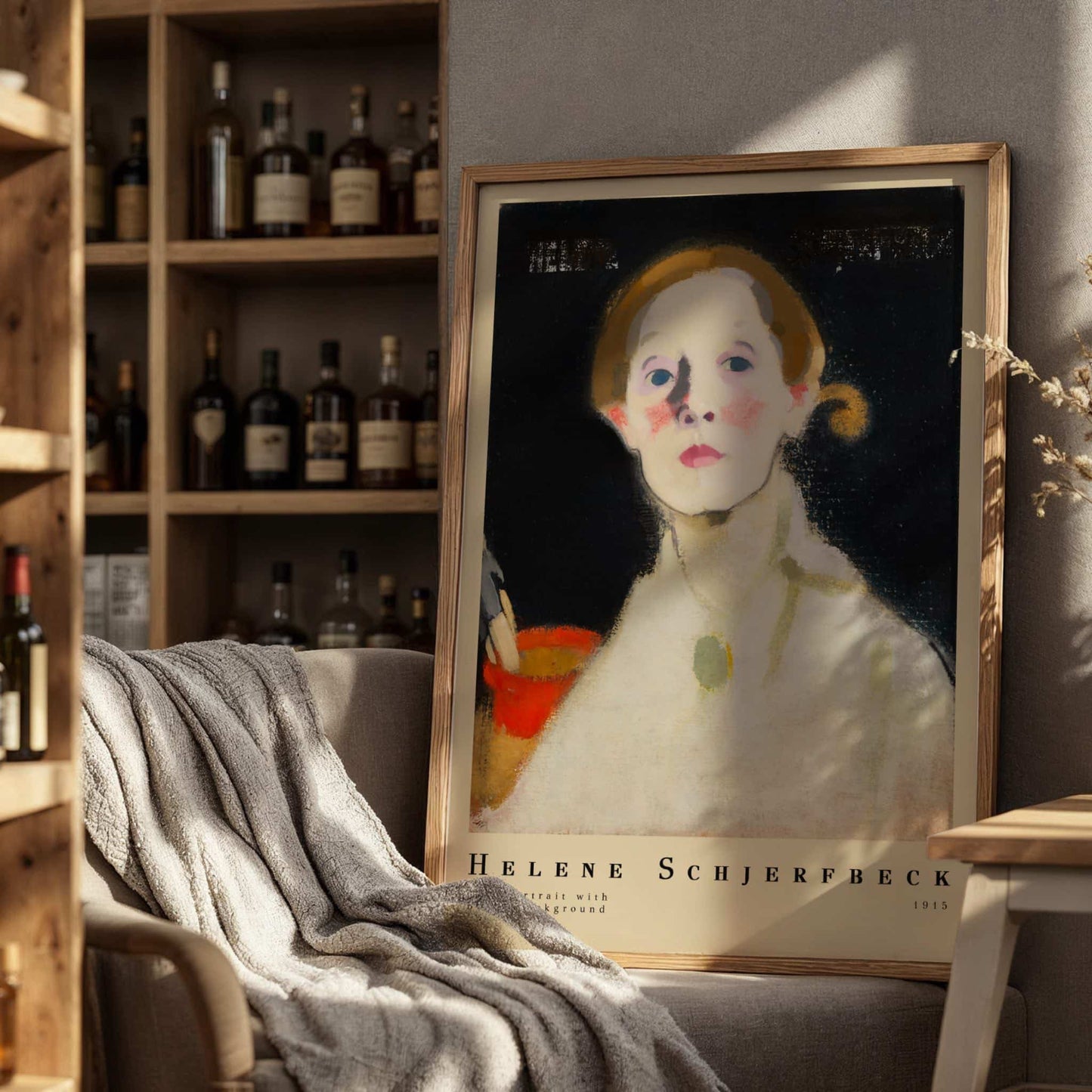 Self-portrait with Black Background by Helene Schjerfbeck (with artist's name), bold colour wall art, figure wall art, Finnish Scandinavian, portrait, affordable wall art, framed wall art, art poster