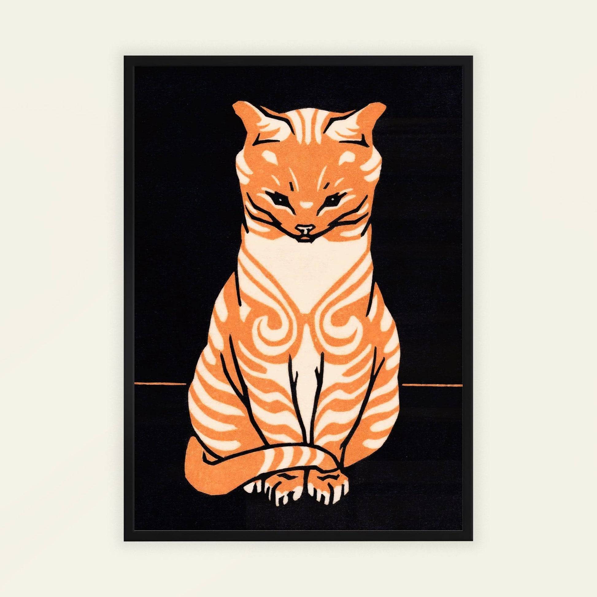 Sitting Cat by Julie de Graag, Art Nouveau print, animal print, Dutch black and white, Art Nouveau, bedroom wall decor, framed wall art, art poster