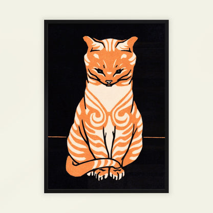 Sitting Cat by Julie de Graag, Art Nouveau print, animal print, Dutch black and white, Art Nouveau, bedroom wall decor, framed wall art, art poster