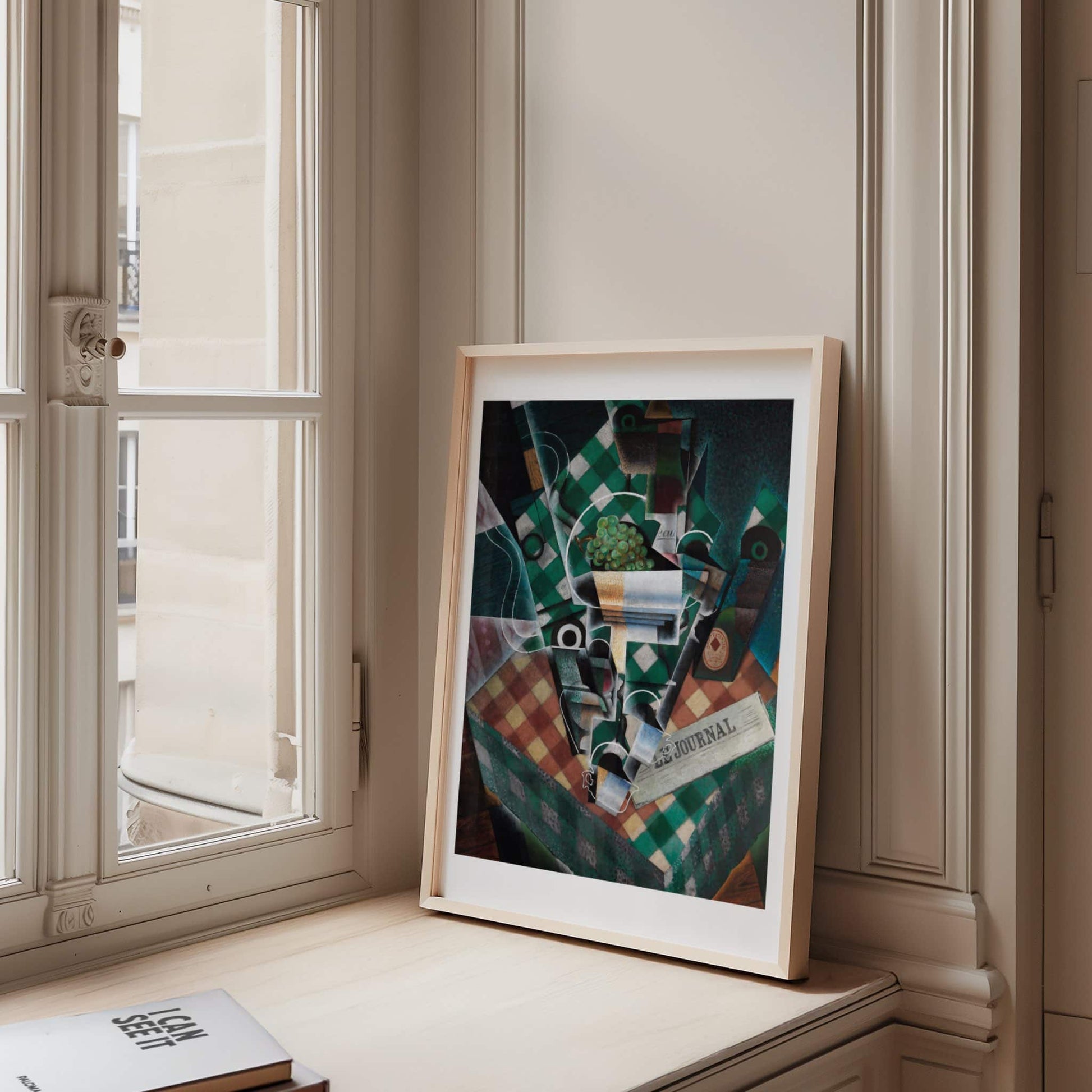 Still Life with Checked Tablecloth by Juan Gris, modern art poster, kitchen wall art, Spanish Paris avant-garde, still life, large wall art, framed wall art, art poster