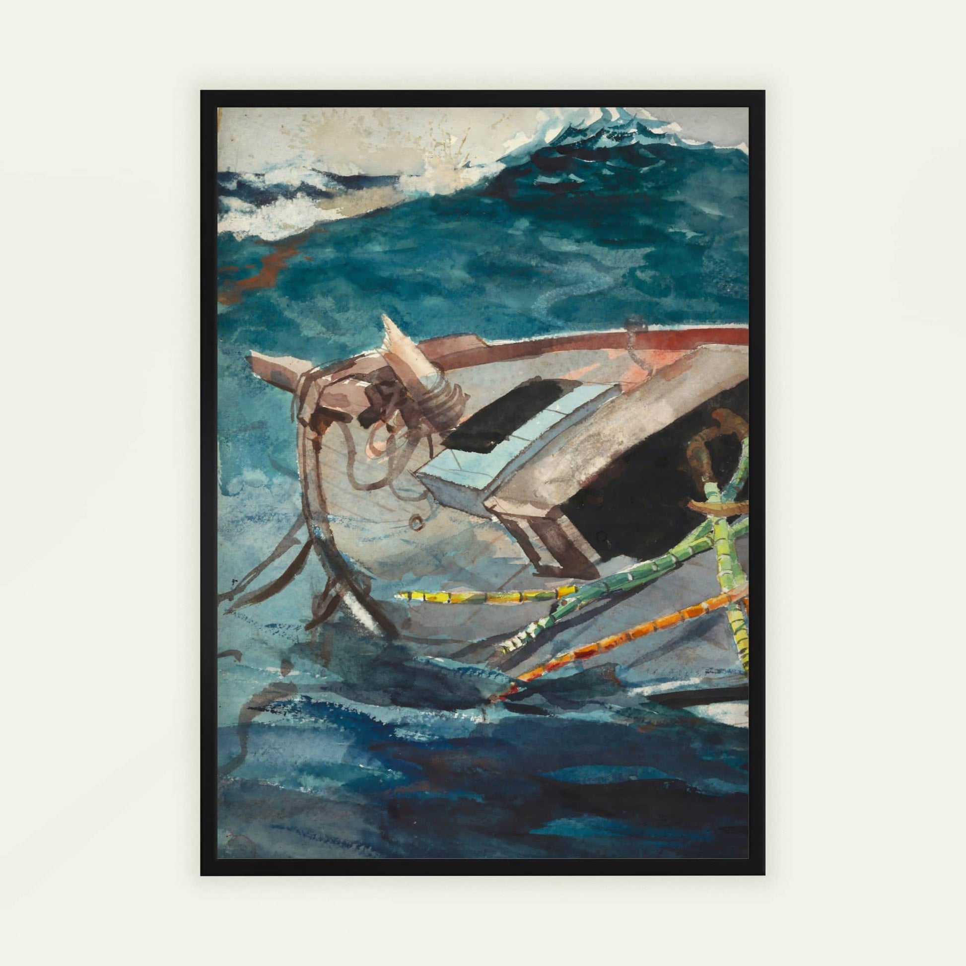 Study for The Gulf Stream by Winslow Homer, bathroom wall decor, scenic wall art, American nautical, watercolour, framed print, framed wall art, art poster