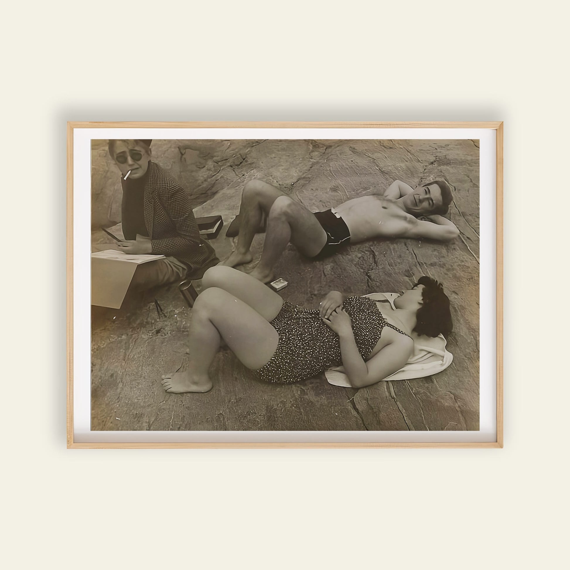 Yasuo Kuniyoshi Sunbathers on Rock, Ogunquit photographic art print, for prints for wall, portrait wall art and modern room decor