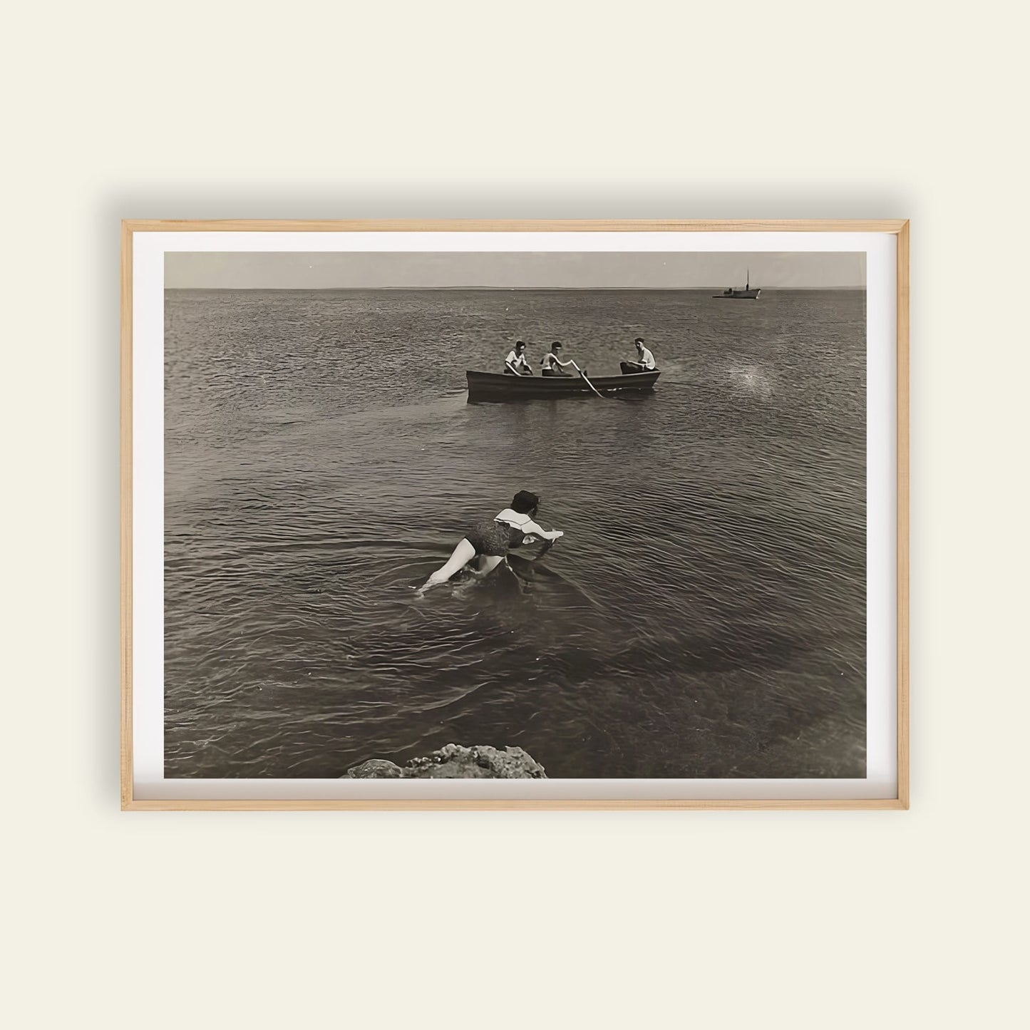 Swimmer and Boat, Ogunquit by Yasuo Kuniyoshi art poster, for home decor, art prints and expressive wall art displays