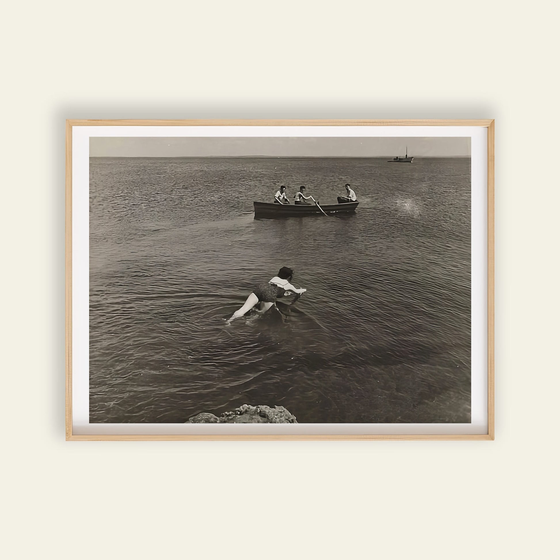 Swimmer and Boat, Ogunquit by Yasuo Kuniyoshi art poster, for home decor, art prints and expressive wall art displays
