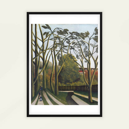 The Banks of the Bièvre near Bicêtre by Henri Rousseau, landscape print, home office decor, French naïve art, tropical, small art print, framed wall art, art poster