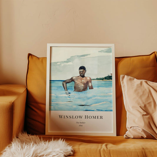 The Bather by Winslow Homer (with artist's name), nautical print, portrait print, American marine, nautical, large wall art, framed wall art, art poster