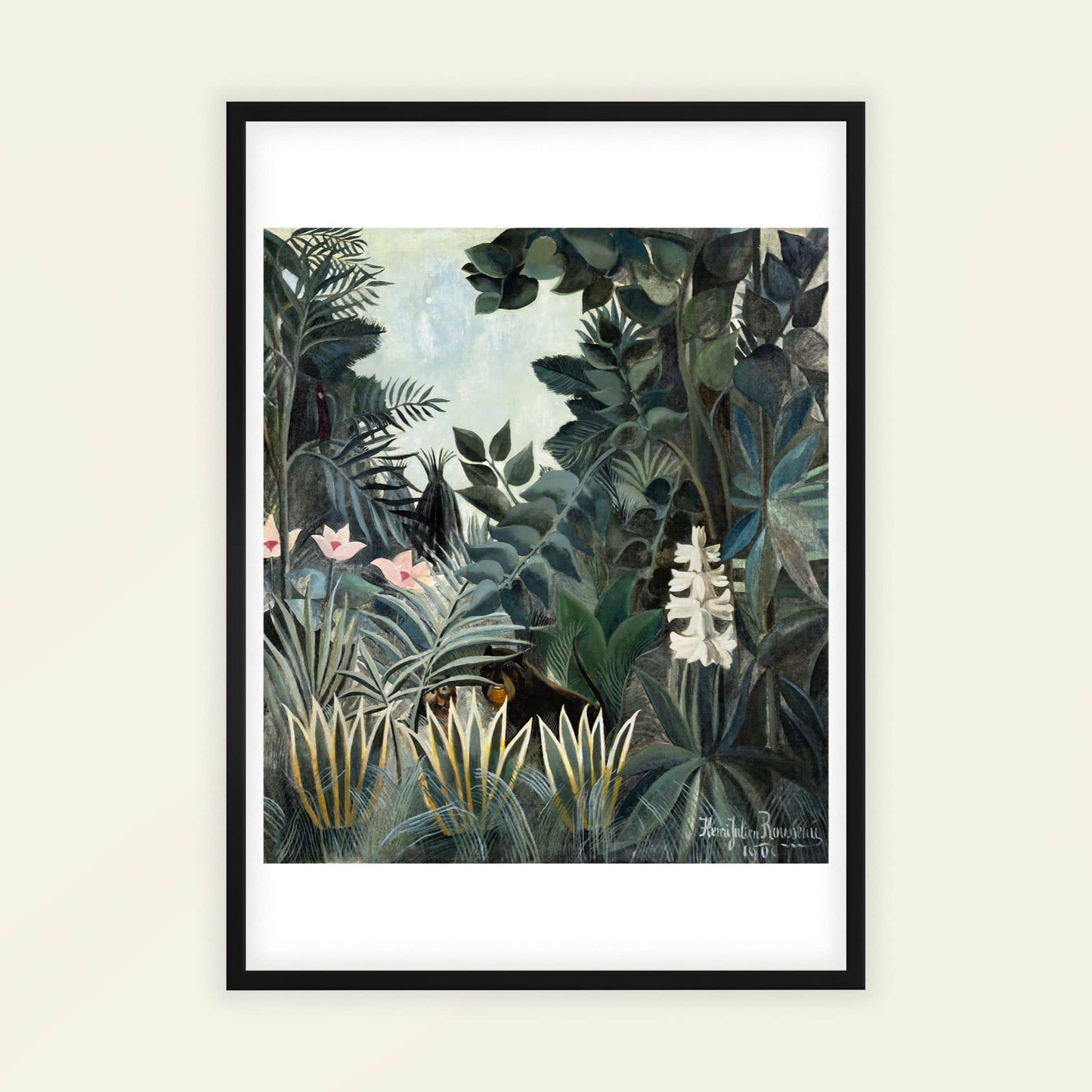 The Equatorial Jungle by Henri Rousseau, green wall decor, botanical print, French botanical, jungle, statement print, framed wall art, art poster