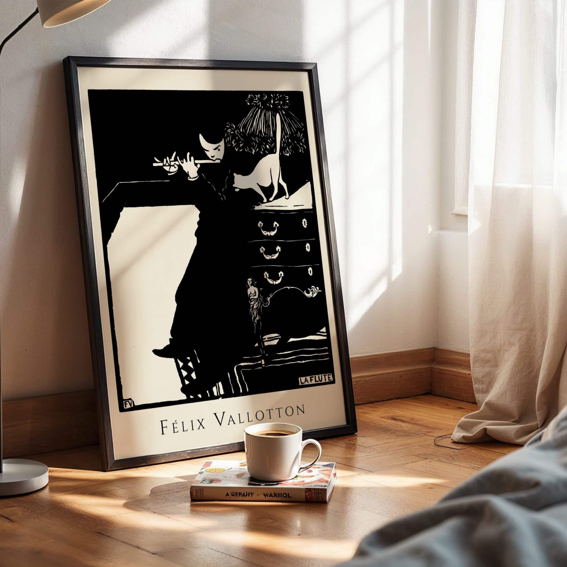 The Flute by Félix Vallotton (with artist's name), vintage portrait, animal print, Swiss-French decorative, woodcut, gallery wall decor, framed wall art, art poster