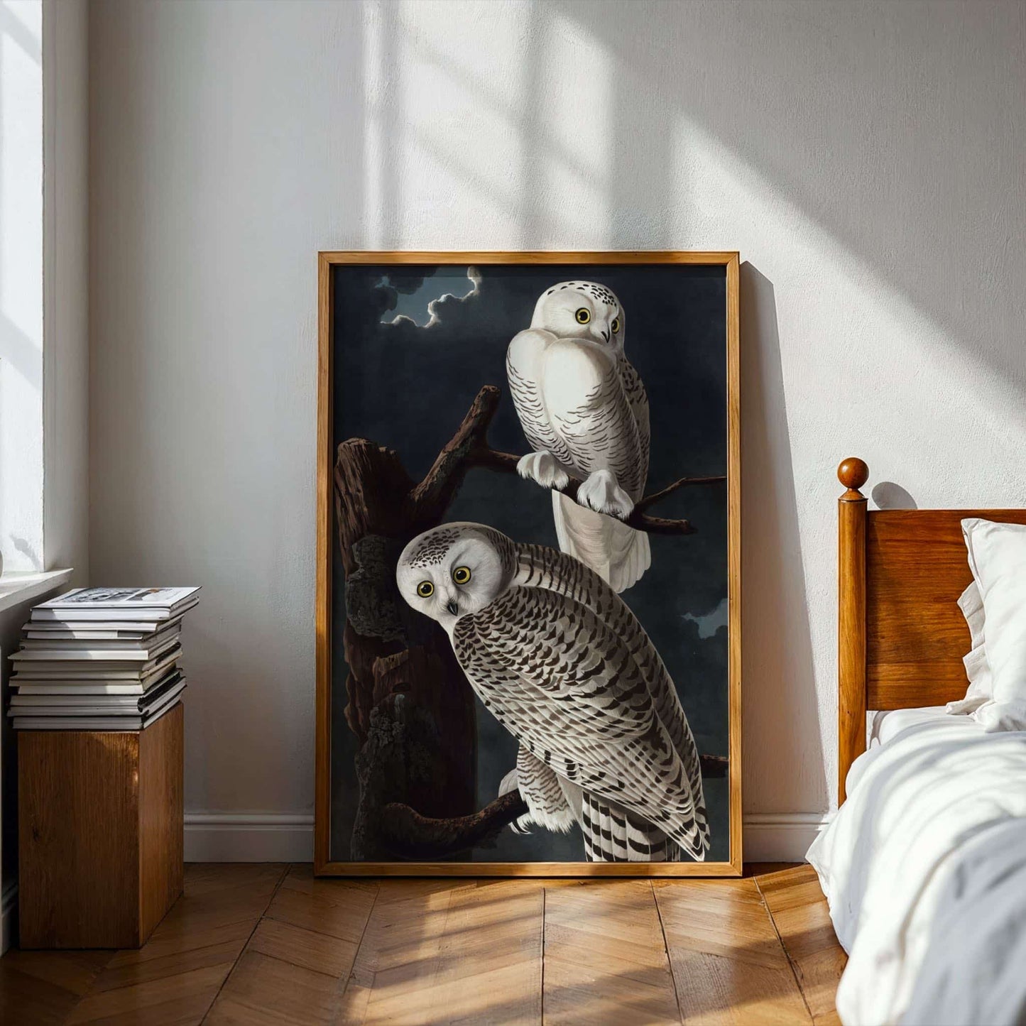 The Snowy Owl by John James Audubon, animal print, nature poster, American wildlife, antique, unique art print, framed wall art, art poster