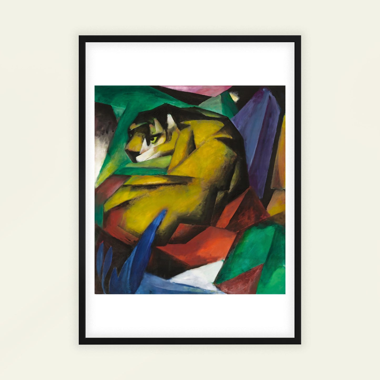 The Tiger by Franz Marc, Expressionist print, wildlife wall art, German Blue Rider, colourful, bedroom wall decor, framed wall art, art poster