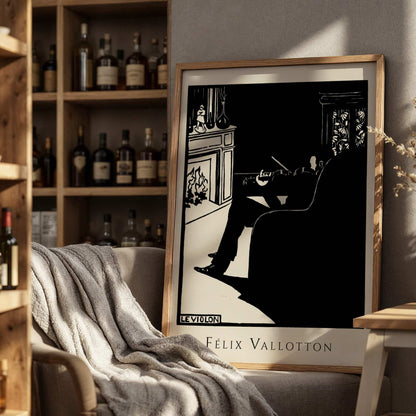 The Violin by Félix Vallotton (with artist's name), portrait print, vintage portrait, Swiss-French Nabis, black and white, vintage poster, framed wall art, art poster