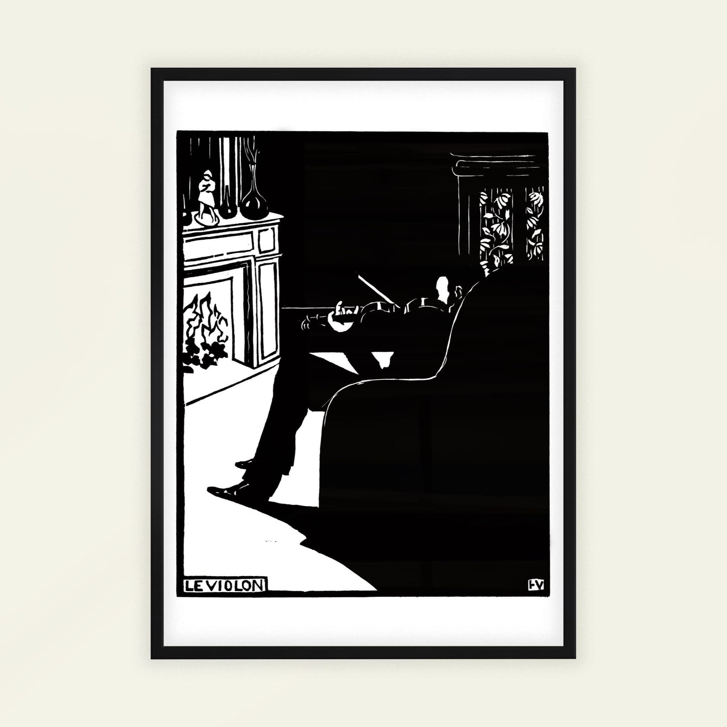 The Violin by Félix Vallotton, vintage portrait, classic art poster, Swiss-French black and white, decorative, living room wall art, framed wall art, art poster