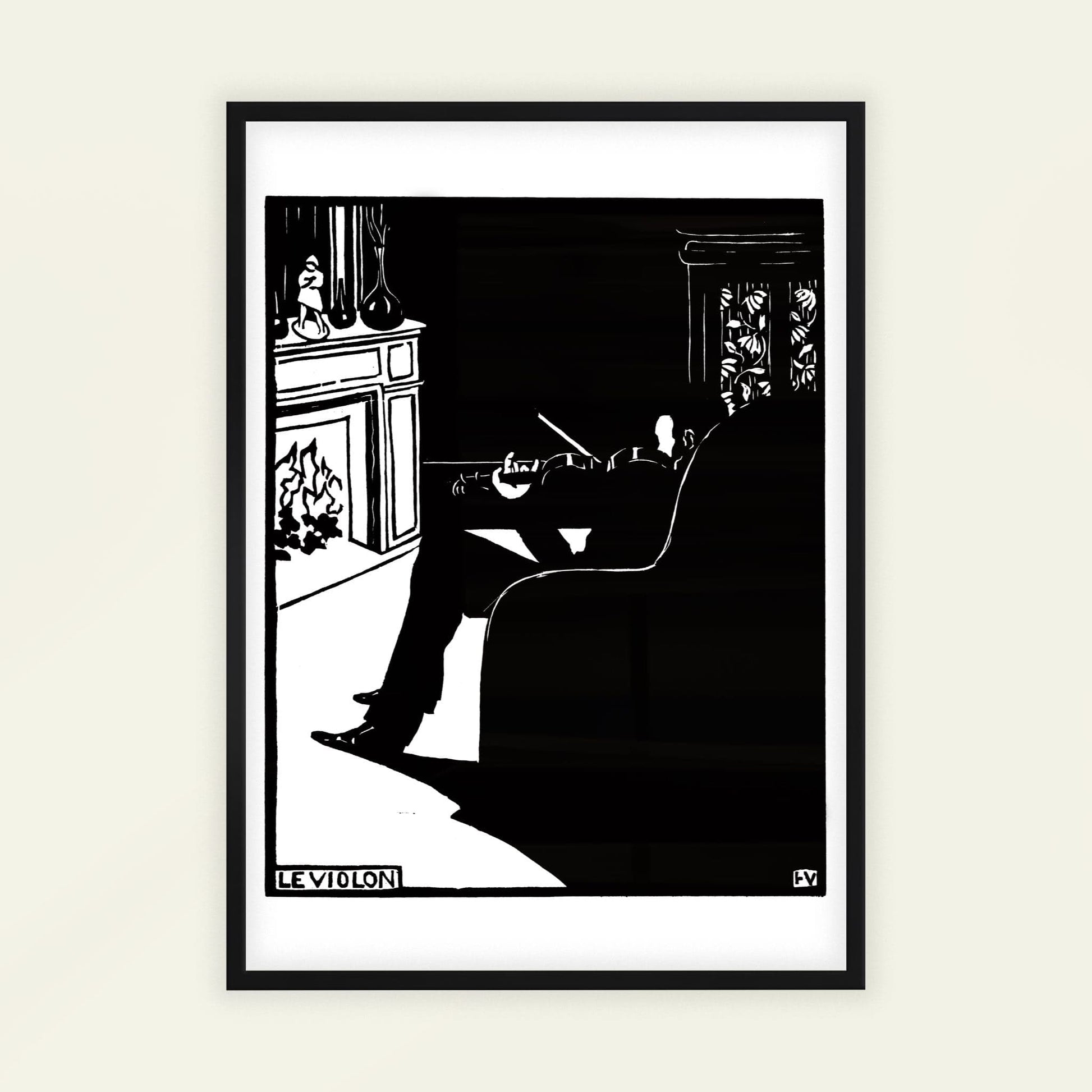 The Violin by Félix Vallotton, vintage portrait, classic art poster, Swiss-French black and white, decorative, living room wall art, framed wall art, art poster