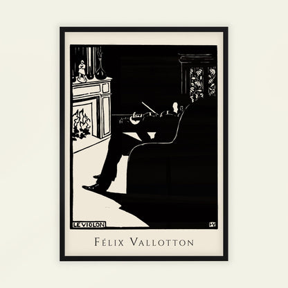 The Violin by Félix Vallotton (with artist's name), figure wall art, Impressionist print, Swiss-French woodcut, literary, fine art poster, framed wall art, art poster