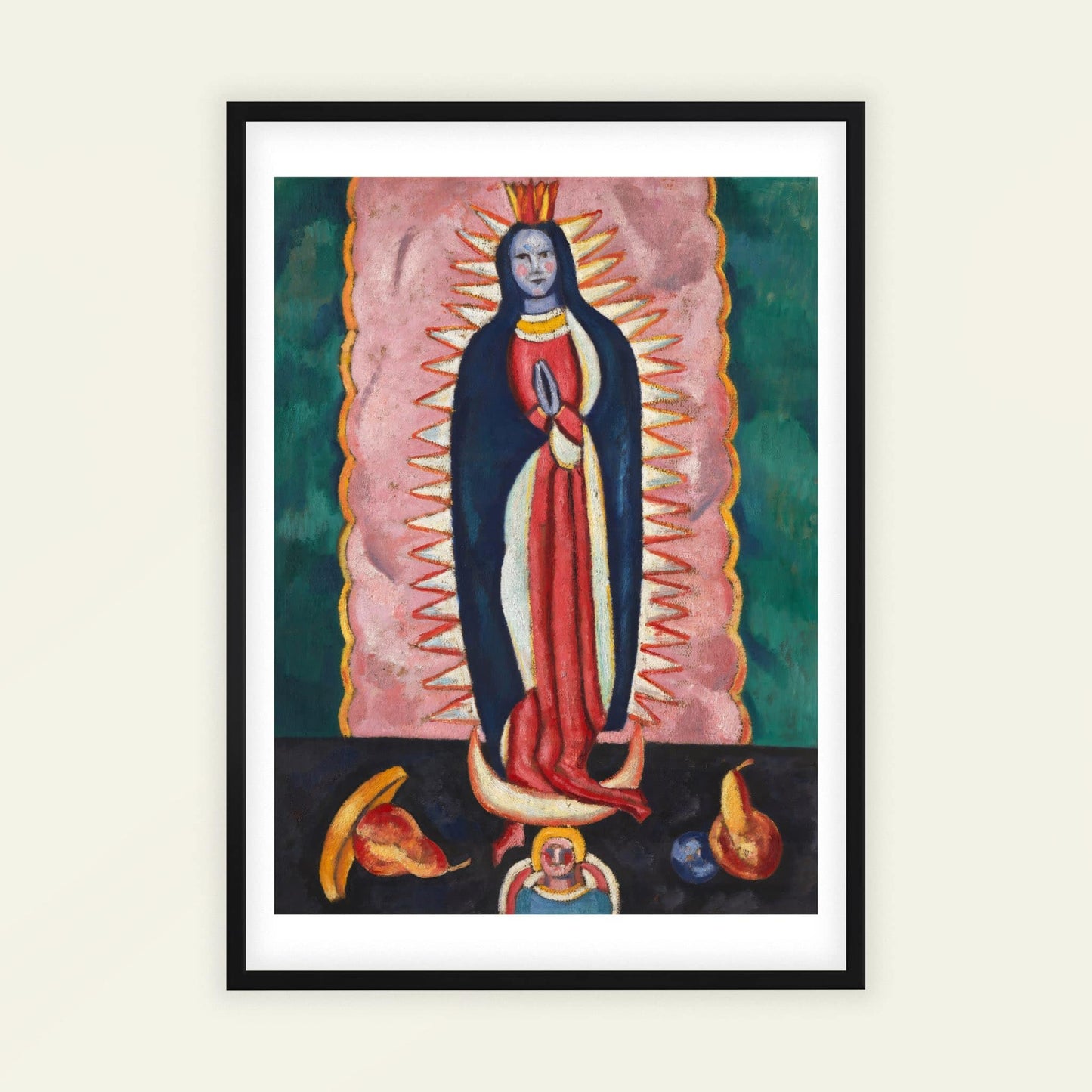 The Virgin of Guadalupe by Marsden Hartley, bold colour wall art, kitchen wall art, American folk modern, Provincetown, bedroom wall decor, framed wall art, art poster