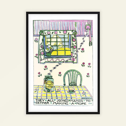 They all joined hands to gather making rope' by Jessie Marion King, decorative wall art, Scottish Glasgow Style, nursery, framed print, framed wall art, art poster