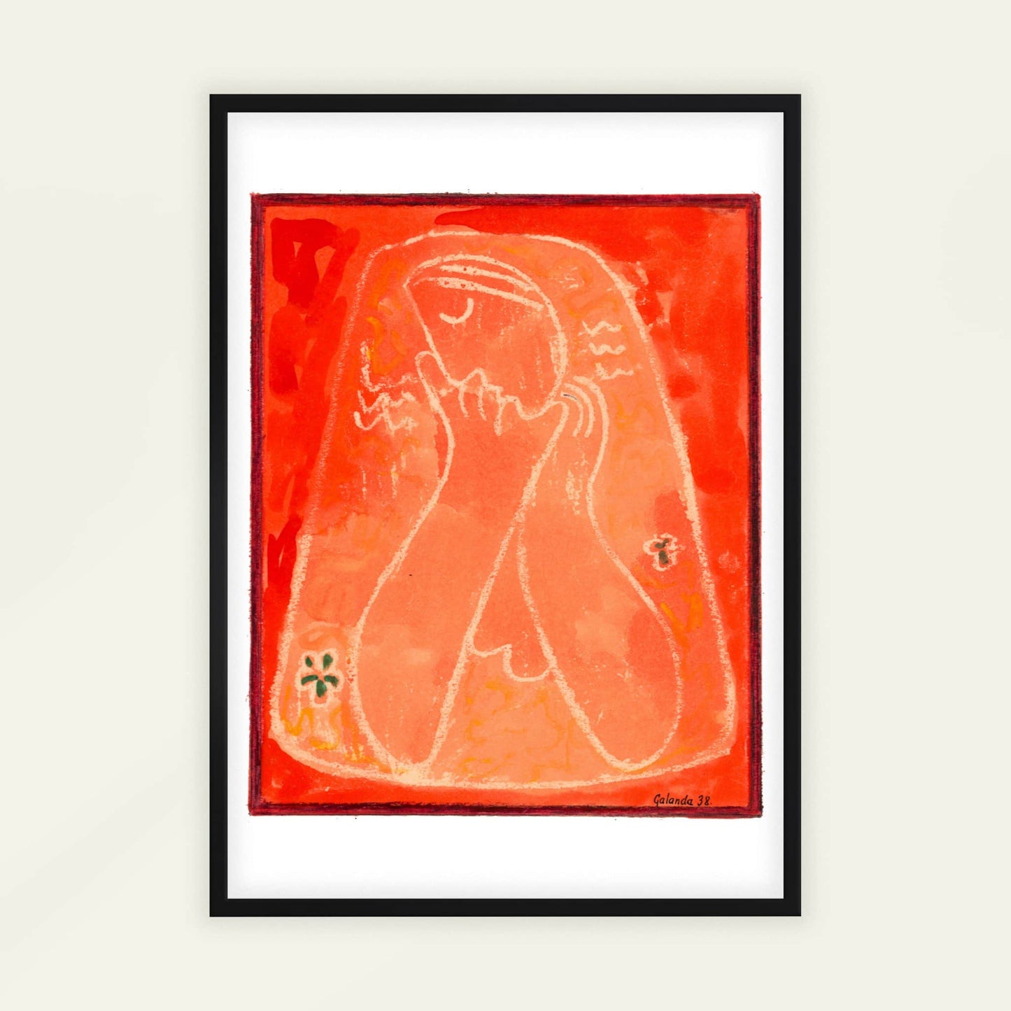 Thoughtful by Mikuláš Galanda, figure wall art, Expressionist print, Slovak Central European, folk art, home decor print, framed wall art, art poster