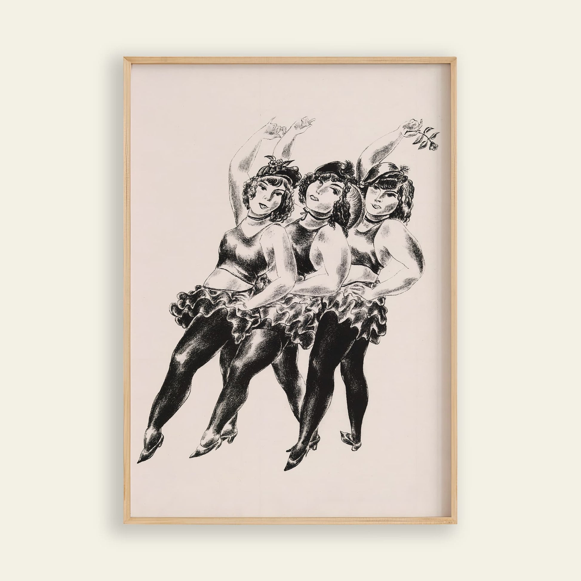 Yasuo Kuniyoshi artwork Three Dancers, expressive wall art print and modern portrait art for your home